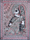 Goddess Saraswati - Madhubani Kachni Painting (PRT-16319-112475) - Canvas Art Print - 23in X 30in