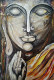 Serene Buddha Acrylic Painting With Gold Leaf Accents (ART-8034-112518) - Handpainted Art Painting - 16in X 24in