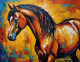 Abstract Horse Painting (ART-3319-112493) - Handpainted Art Painting - 36in X 24in