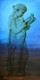 figurative painting,blue shade painting, christianity painting, feminine painting with bird