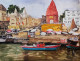 Banaras Ghat (PRT-7901-113045) - Canvas Art Print - 48in X 37in