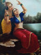 Raja Ravi Varma Recreation - Krishna And Radha Oil Painting On Canvas (ART-15795-113041) - Handpainted Art Painting - 34in X 46in