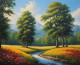 Nature's Mountains Scenery Landscape Painting (ART-3319-113068) - Handpainted Art Painting - 36in X 30in