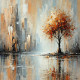 Ethereal Reflection: The Urban Tree (PRT-16747-113126) - Canvas Art Print - 24in X 24in