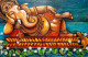Ganesha, Reclining In Bliss (ART-6775-113134) - Handpainted Art Painting - 38in X 24in