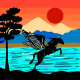 The Flying Horse (PRT-8744-113213) - Canvas Art Print - 24in X 24in