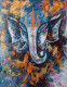 Divine Energy – Lord Ganesha With Trishul (ART-1230-113285) - Handpainted Art Painting - 20in X 26in