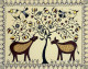 Deers And Birds || Sohrai Painting || Tribal Art (ART-16885-113423) - Handpainted Art Painting - 20in X 16in