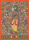 Madhubani (ART-16116-113390) - Handpainted Art Painting - 11in X 15in
