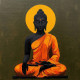 Meditative Buddha In Golden Radiance (PRT-15697-113631) - Canvas Art Print - 36in X 36in
