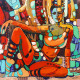 Painting Of Belly Dancer (ART-2571-113496) - Handpainted Art Painting - 18in X 18in