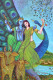 Radha Krishna, Cow & Peacock (K3) Indian Style Religious Painting (ART-15639-113619) - Handpainted Art Painting - 24in X 36in