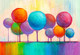 Colourful Trees In Abstract Baloon Look (PRT_15954) - Canvas Art Print - 43in X 30in