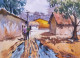 Echoes Along The Mud Path (ART-7389-113743) - Handpainted Art Painting - 13in X 10in