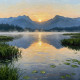 Dawn Reflects Mountain Majesty (PRT-15697-113761) - Canvas Art Print - 36in X 36in