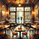 Rainy Reflections At Café Zefyan (PRT-16747-113750) - Canvas Art Print - 24in X 24in