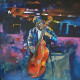 Double Bass Player Acrylic Painting | Jazz Music Wall Art (ART-3674-113801) - Handpainted Art Painting - 24in X 24in