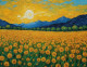 Heaven Of Earth- Sunrise Sunflowers Field Landscape Paintings (ART-3319-113869) - Handpainted Art Painting - 36in X 30in