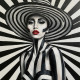Striped Monochrome Kiss (PRT-15697-113926) - Canvas Art Print - 36in X 36in