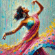 A Colorful Twirl Of Joy (PRT-15697-113992) - Canvas Art Print - 36in X 36in