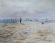 Solitary Walk By The Sea – Atmospheric Beach Watercolor Painting (ART-17209-114087) - Handpainted Art Painting - 14in X 11in