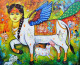 KAMDHENU (ART-82-114129) - Handpainted Art Painting - 42in X 36in