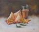 Samosa (ART-8857-114217) - Handpainted Art Painting - 11in X 9in
