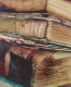 Old Books Stag (ART-17405-114324) - Handpainted Art Painting - 14in X 17in
