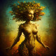 Tree Woman Fantasy Art | Nature Goddess Wall Decor | Surreal Portrait Painting | Mythical (PRT-16843-114433) - Canvas Art Print - 36in X 36in