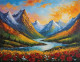 Heaven Of Earth Mountains Sunrise Scenery Landscape Painting (ART-3319-114519) - Handpainted Art Painting - 48in X 30in