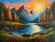 Heaven Of Earth Mountains Sunrise Landscapes Painting (ART-3319-114520) - Handpainted Art Painting - 48in X 30in