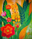 Floral Radiance_ Modern Topical Handmade Painting (ART-7381-114475) - Handpainted Art Painting - 16in X 20in