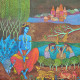 Lord Krishna, (K5) Indian Style Religious Painting (ART-15639-114622) - Handpainted Art Painting - 20in X 20in