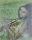 La Chica Violinista (ART-17475-114664) - Handpainted Art Painting - 9in X 12in