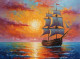 Sunset View Of Ocean With Ship  Landscape Paintings (ART-3319-114831) - Handpainted Art Painting - 36in X 30in