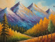 Moutains Trees Landscape Scenery Painting (ART-3319-114825) - Handpainted Art Painting - 36in X 24in