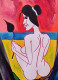 Cave Girl (ART-17426-114751) - Handpainted Art Painting - 13in X 17in