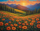 Heaven View Sunrise Flowers Beauty With Mountains And Forest (ART-3319-114827) - Handpainted Art Painting - 48in X 30in