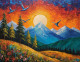 Abstract Nature Mountains Scenery Painting (ART-3319-114826) - Handpainted Art Painting - 36in X 30in