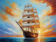 Nature's Heaven Ocean Sea View With Ship Sailing (ART-3319-114833) - Handpainted Art Painting - 36in X 30in