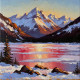 Winter Lake Fire (215330) (PRT-15697-114801) - Canvas Art Print - 60in X 60in