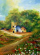 Village Haven In Bloom (ART-16470-114930) - Handpainted Art Painting - 14in X 20in