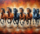 7 RUNNING HORSES AS PER VASTU (ART-3319-114946) - Handpainted Art Painting - 36in X 30in