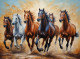 Good Luck Running Horses Painting (ART-3319-114945) - Handpainted Art Painting - 36in X 24in