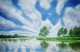 Dramatic Skies Reflected In Still Water (ART-17304-115011) - Handpainted Art Painting - 17in X 11in