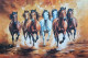 7 RUNNING HORSES AS PER VASTU (ART-3319-115084) - Handpainted Art Painting - 48in X 30in