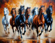 7 RUNNING HORSES AS PER VASTU (ART-3319-115087) - Handpainted Art Painting - 36in X 24in