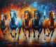 7 RUNNING HORSES AS PER VASTU (ART-3319-115081) - Handpainted Art Painting - 36in X 30in