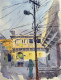 Blue City Stroll: Morning Light In Jodhpur (ART-15644-115017) - Handpainted Art Painting - 16in X 12in