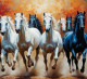 7 RUNNING HORSES AS PER VASTU (ART-3319-115082) - Handpainted Art Painting - 36in X 30in